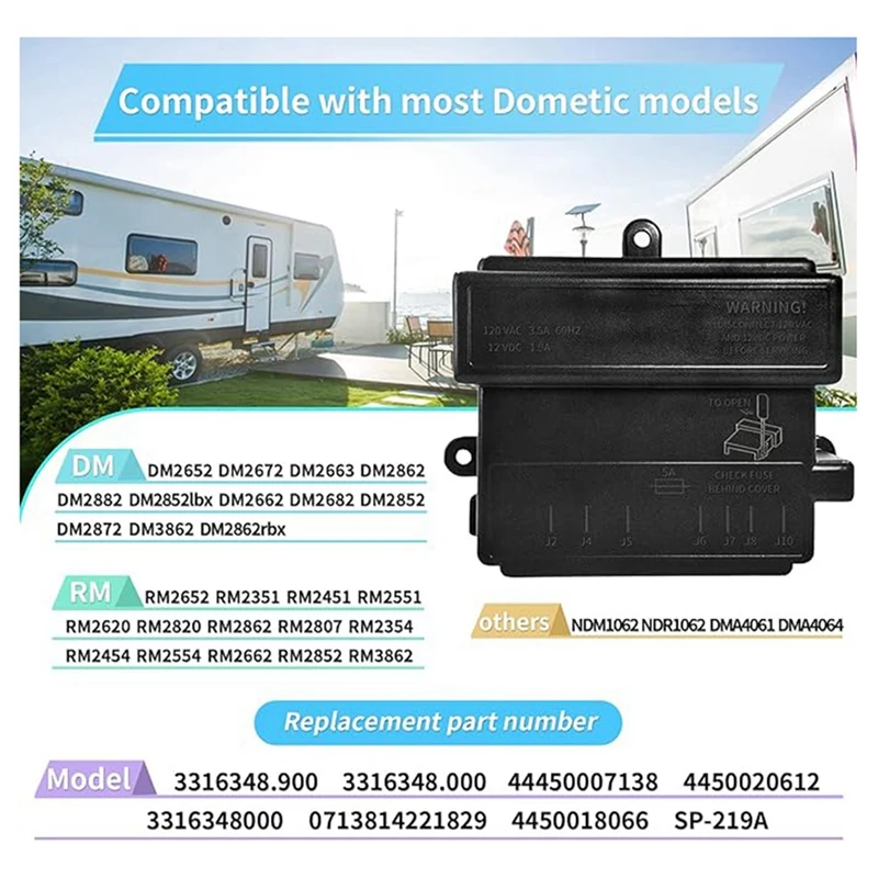 Панель управления модулем питания для фургона Dometic RV RM2652 RM2852 DM2652 RM2551 DM3862 3316348900