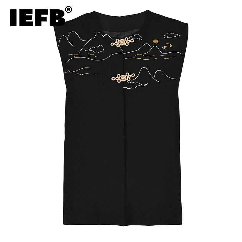 

Мужской жилет с круглым вырезом и китайской вышивкой, CPG0531