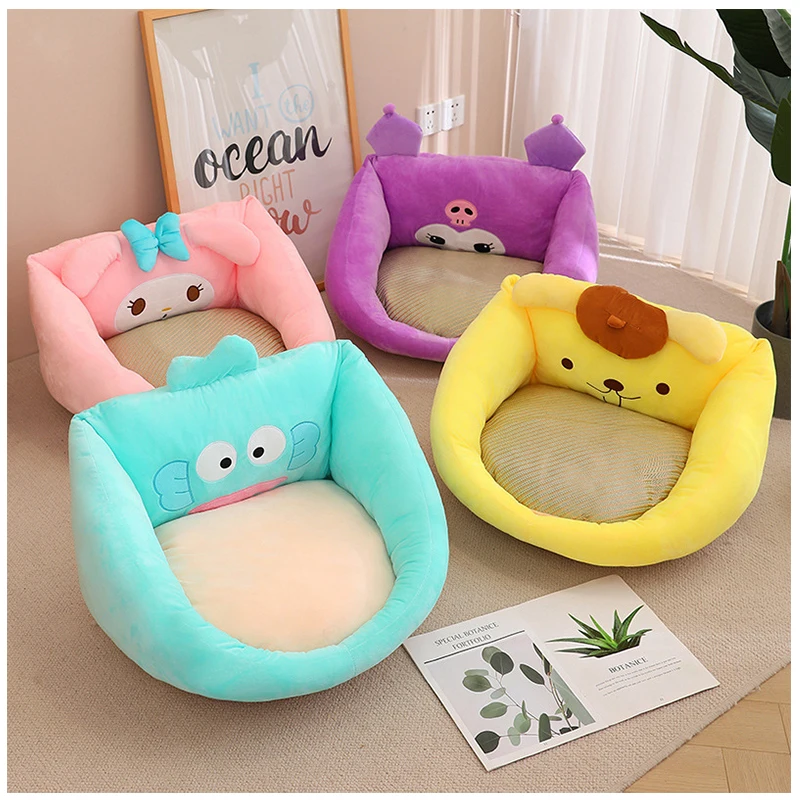 

Cute Sanrios Kuromi Cinnamoroll MyMelody PurinDog Hangyodon Soft Tatami Mat Plush Cushion Double Sided Semi Enclosed Small Sofa