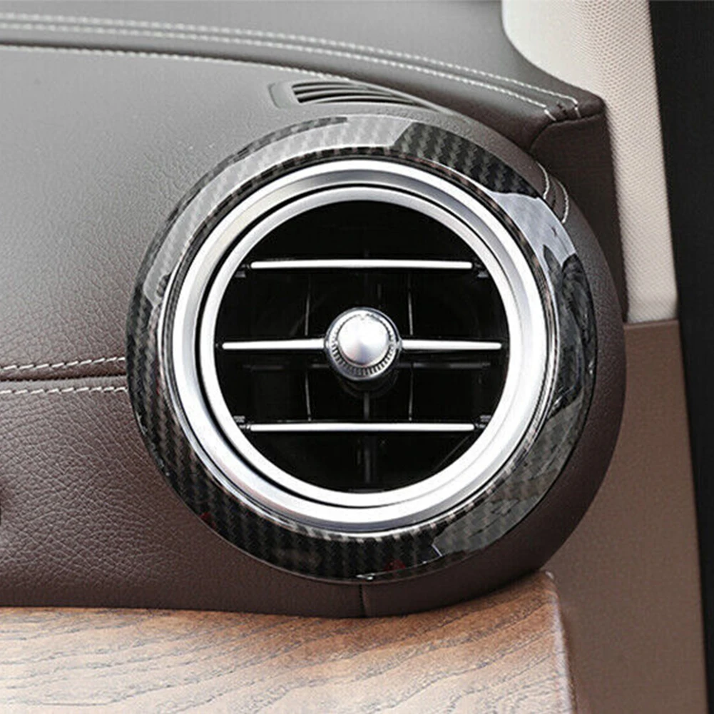 

2Pcs Car Air Vent Outlet Ring Cover Frame Trim For Mercedes For Benz E Class W213 2016-2018 Year Carbon Fiber Car AC Outlet Trim