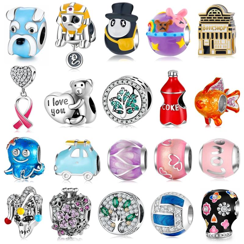 

Blue Enamel Cuttlefish Flower Life Tree Skull 925 Sterling Silver Beads for Jewelry Making Fit Original European Charm Bracelet