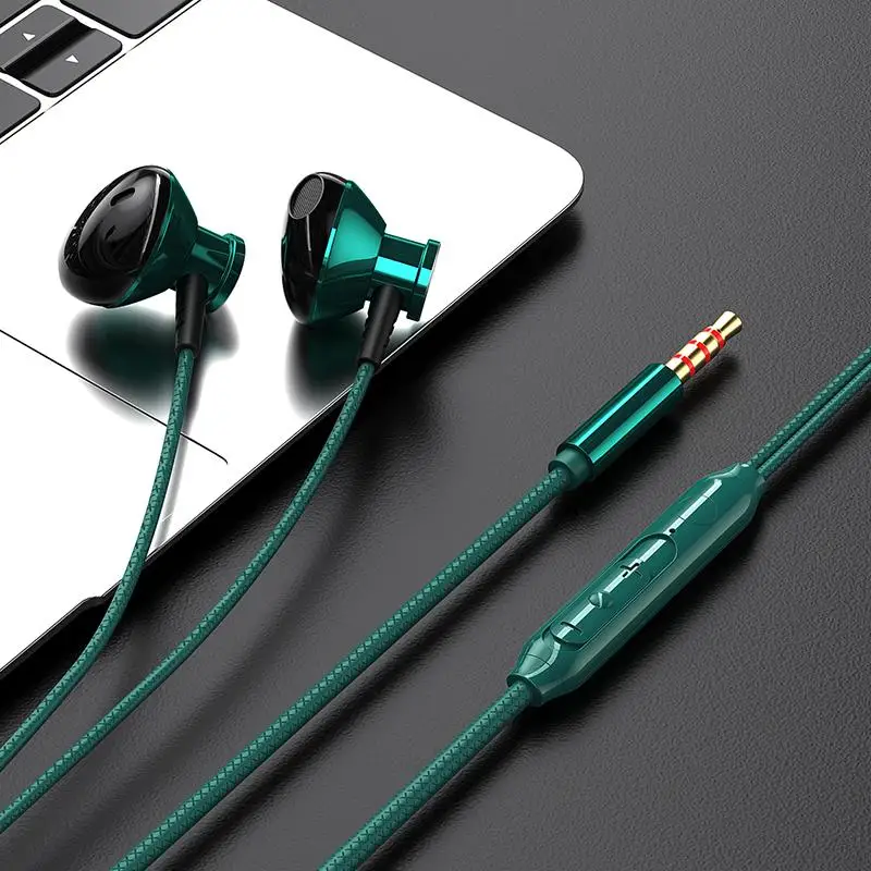 

Metal Earphones Half Ear Wire Control With Wheat Surround Sound Quality Voice Headphones Wired Game Sports Buds HiFi For Huawei
