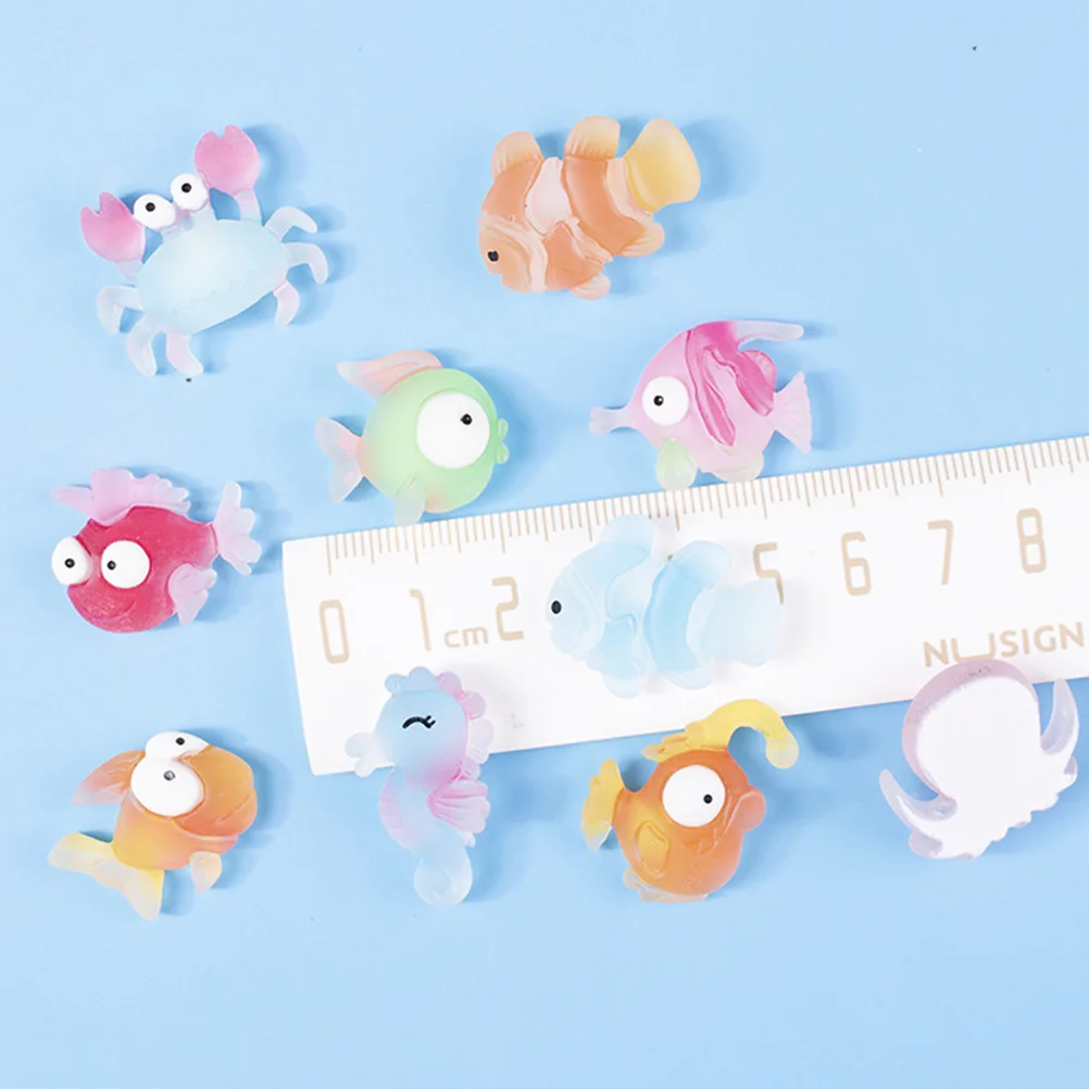 

60 Pcs Small Fish Crab Accessories Sea Animals Mini Multi-function Flatback Charms DIY Decorative Ocean Resin Child