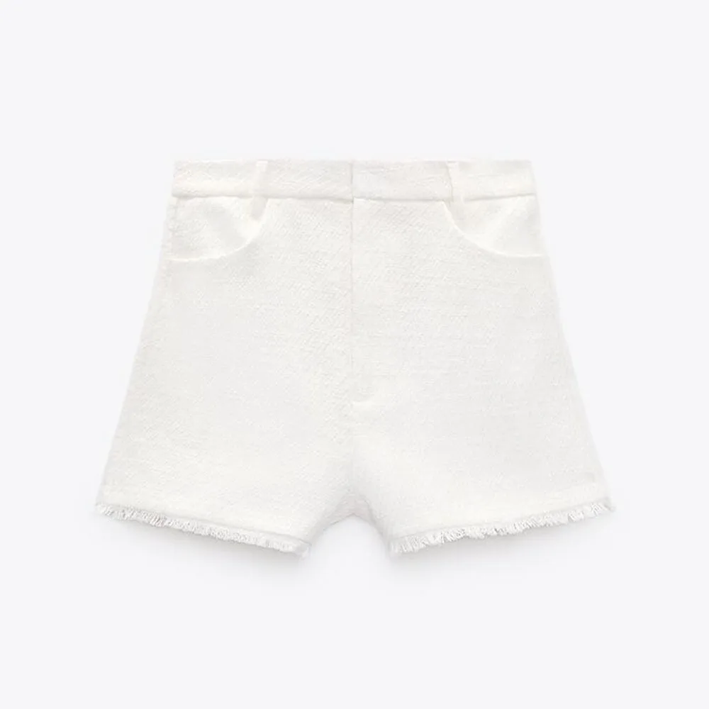 

BM UR HM ZA2022 summer new women's clothing fashion temperament commuting all-match white texture capable suit shorts