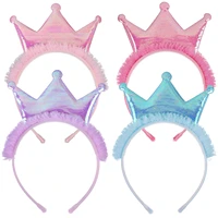4 colors cute glitter princess crown headband adults girls kids cute cartoon cat ears hairband hair hoop hair acessorie gift