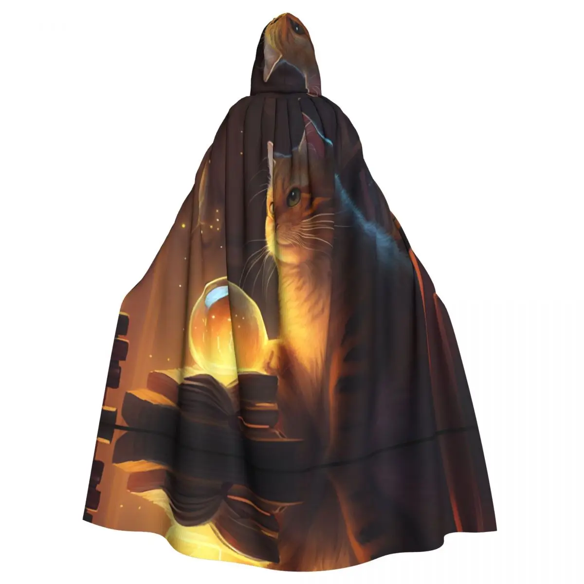 

Cute Domestic Kitten Hooded Cloak Polyester Unisex Witch Cape Costume Accessory