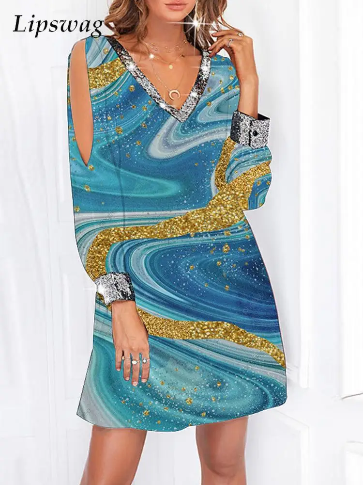 

Женское свободное платье-футболка с V-образным вырезом и длинным рукавом