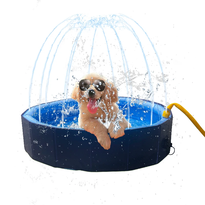 

Water Toys for Dogs Cats and Kids Folding collapsible Dogs pet Pool with Splash Sprinkle Pet Bathing Tub Spa Swimming Pool