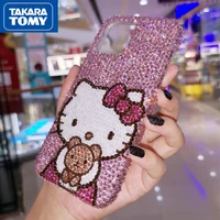 takara tomy hello kitty for iphone13 13 pro 13 pro max full diamond cute case for iphone 12 12 promax phone accessories cover