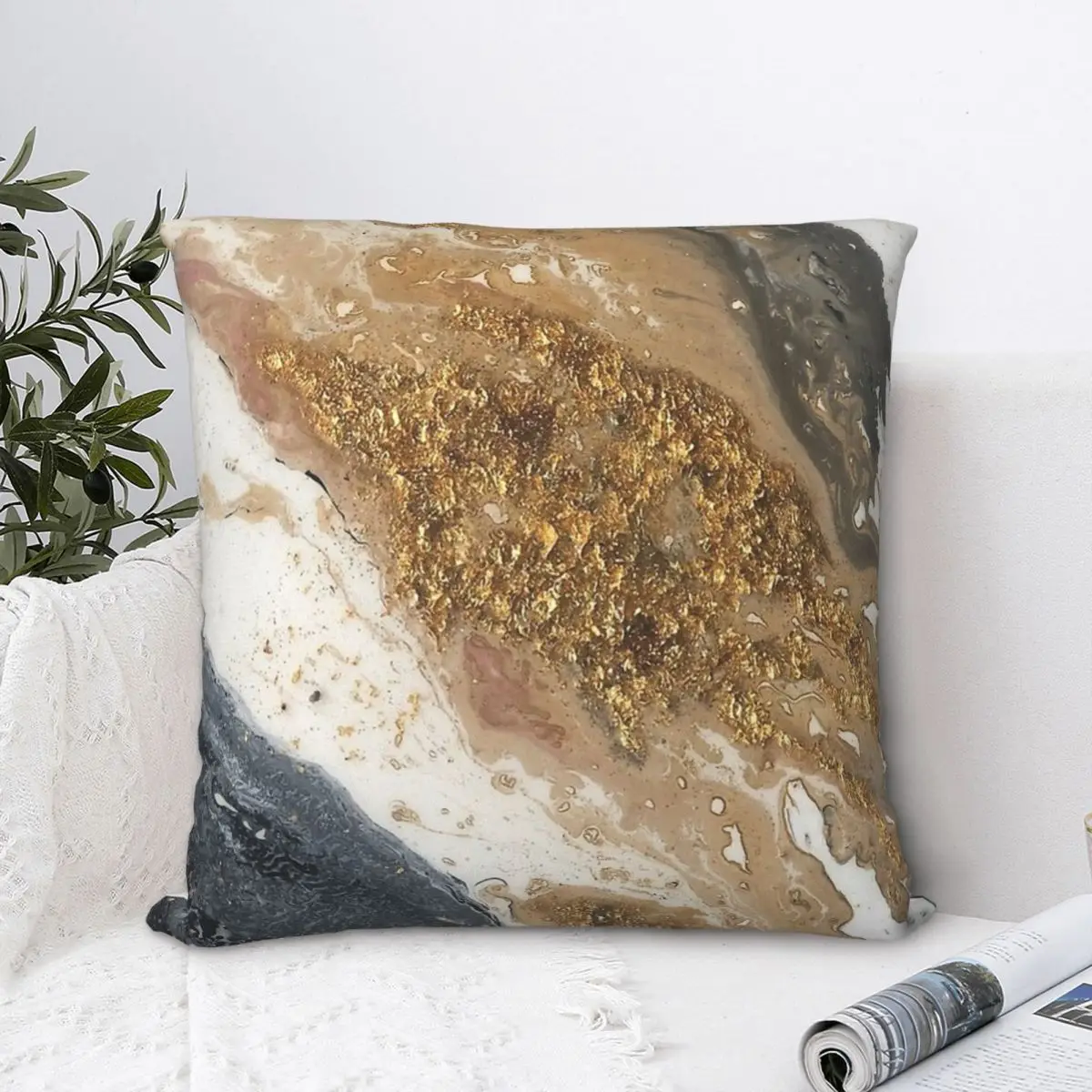 

Gold Sand Beach Throw Pillow Case Marble Short Plus Cushion Covers Home Sofa Chair Decorative Backpack
