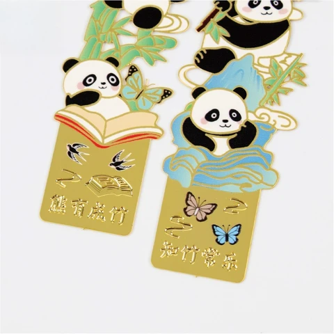 Металлическая закладка для книг с пандой