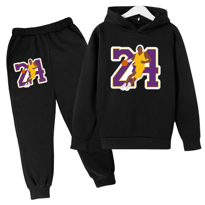 Children's Clothes 24 Pieces Basketball Hoodie Sports Suit Spring and Autumn Coat + Pants 2 Pieces of Juvenile Boys Baby Clothes