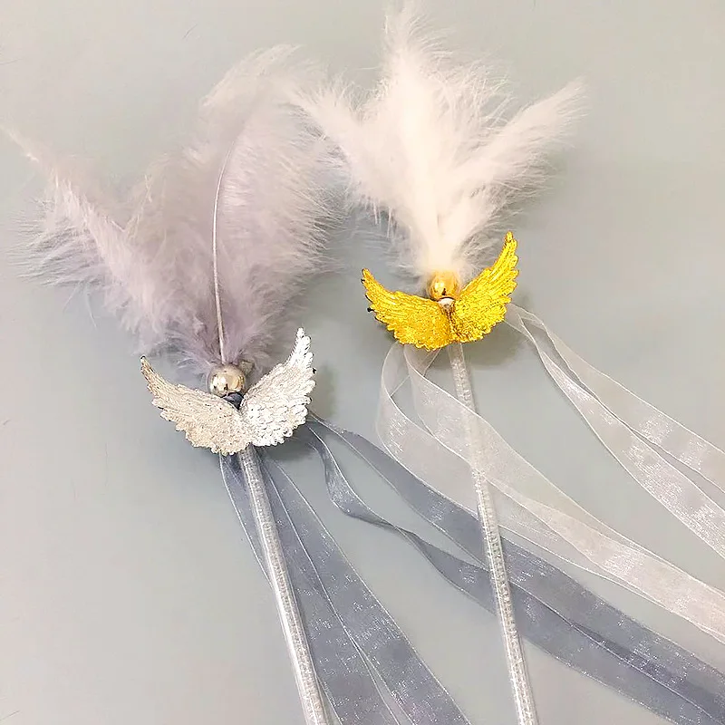 

Cat Wand Toy Interactive Teaser Feather with Sound Paper Ribbon Kitten Fun Exerciser Playing Toys Cats Kittens Kitty Pearl Bell