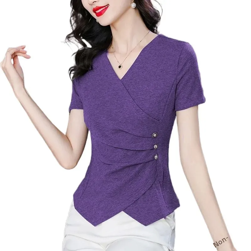 Новая летняя женская одежда футболки с короткими рукавами нестандартной формы