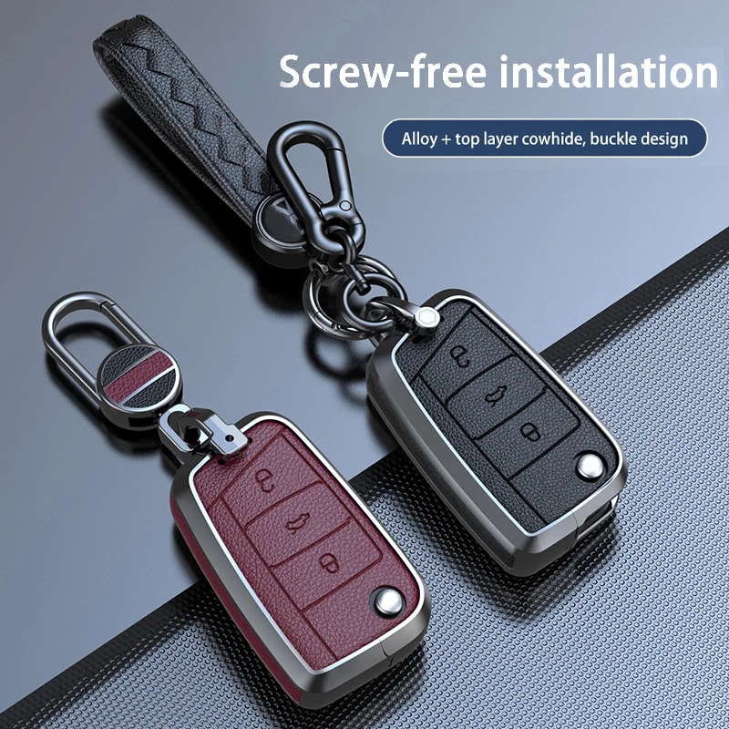 

Key Cover Holder for Skoda Octavia A7 Rapid Kodiaq Fabia Seat Ibiza Leon Ateca for VW POLO Golf 7 Tiguan T-Roc T6 Case