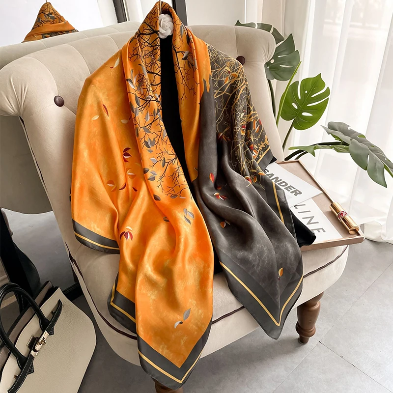 Женские Модные Лоскутные Цветные Шарфы с цветочным принтом большого размера 110