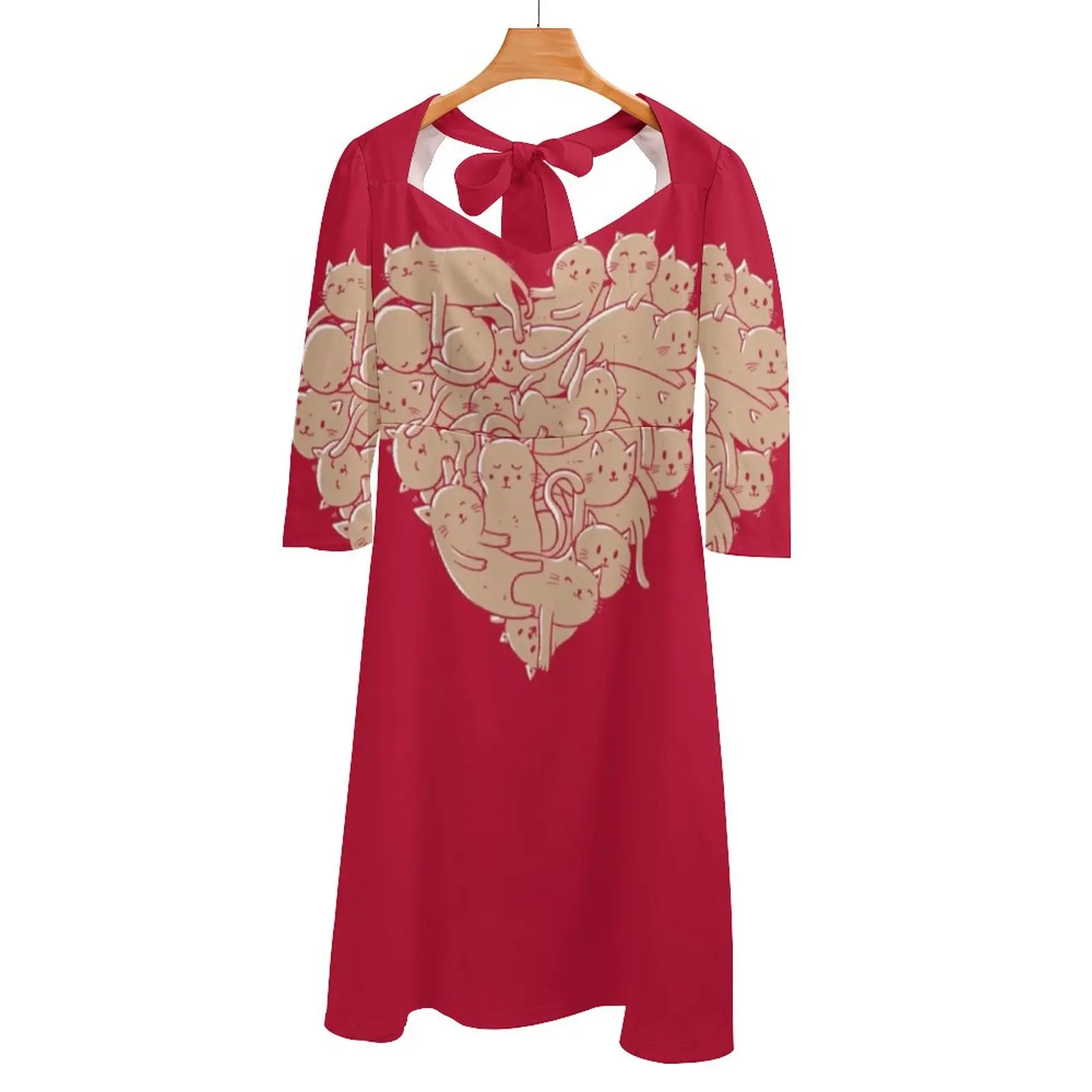 

Платье с открытой спиной и завязкой «Я люблю кошек»