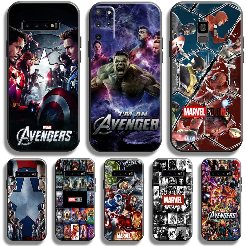 

Marvel Avengers For Samsung Galaxy S22 S21 S20 Ultra FE 5G S10 10E S9 Plus Lite Phone Case Liquid Silicon Coque Black Carcasa