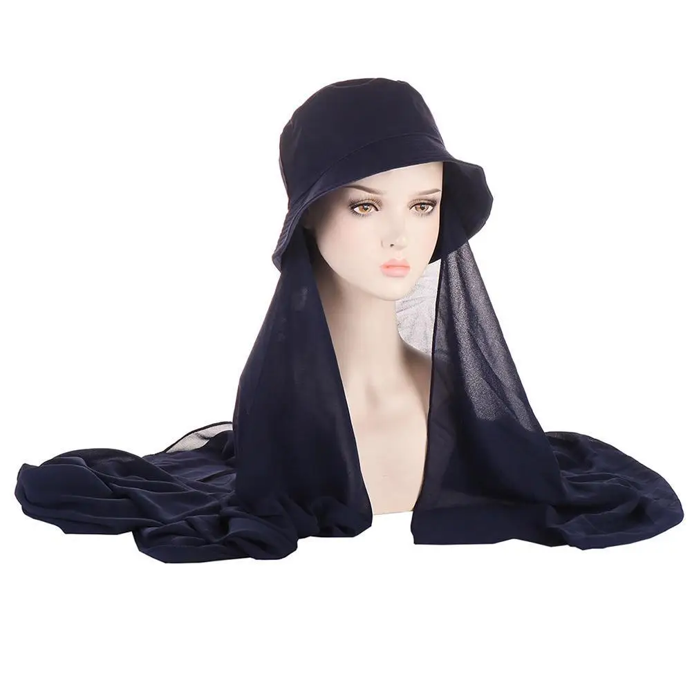 

Muslim Women Hijab Fisherman's Hat Bucket Hat Summer Sports Cap With Chiffon Hijab Ready To Wear Instant Hijab Islam Headscarf
