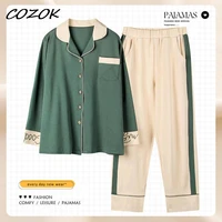 cozok womens pajamas nightgown home clothes cotton sleeves large size trouser suits female sleepwear summer underwear woman 3xl