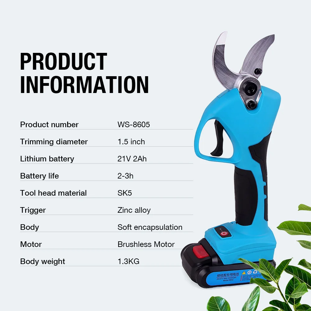 

40MM Brushless Wireless Electric Rechargeable Scissors Pruning Shears Tree Garden Tool Branches Pruning Tool For Makita Battery