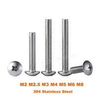 1 50pcs m2 m2 5 m3 m4 m5 m6 m8 304 stainless steel cross recessed phillips mushroom big flat head screws pan bolts machine screw