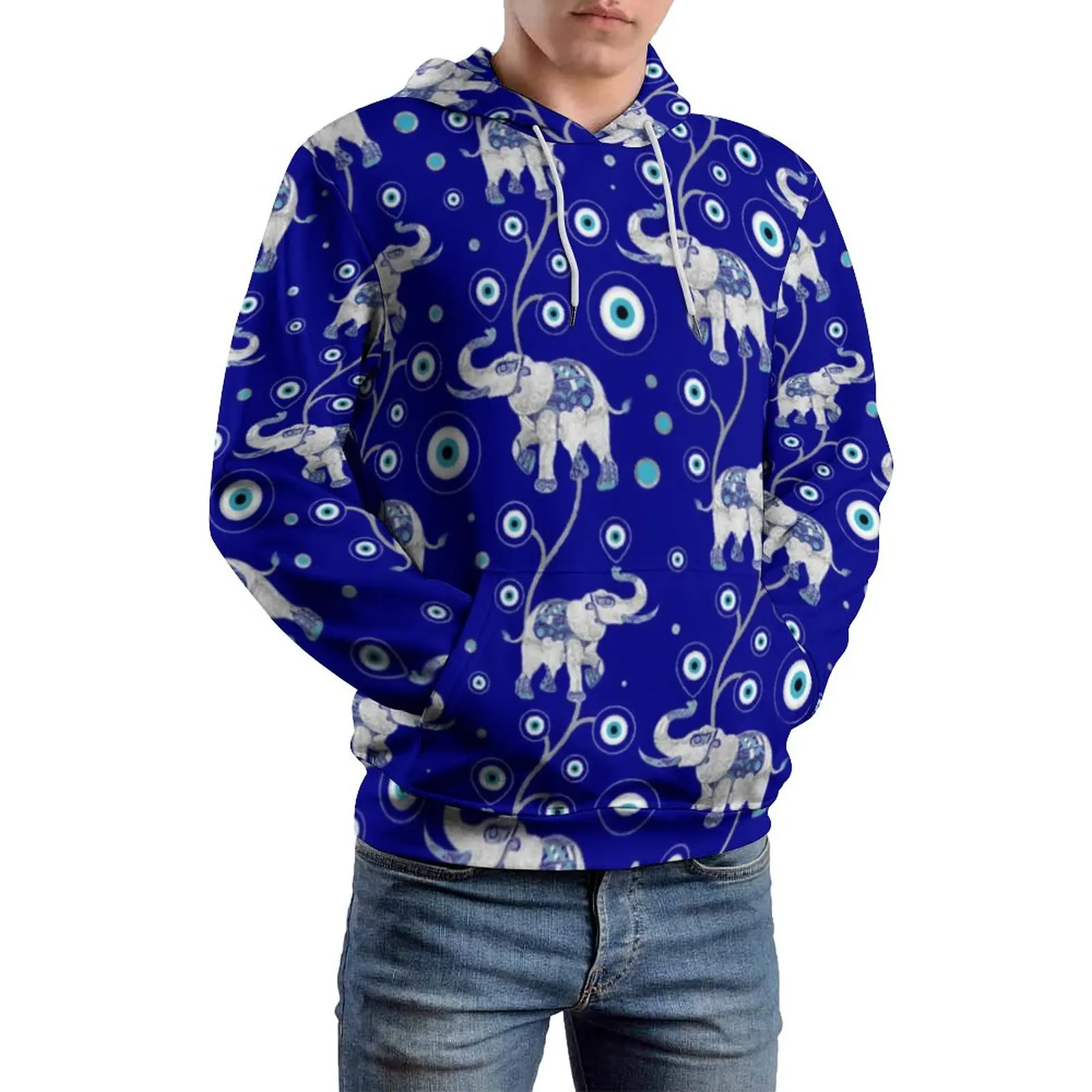 

Evil Eye Elephant Casual Hoodies Long Sleeve Good Luck Amulet Kawaii Hoodie Street Fashion Oversize Graphic Hooded Sweatshirts