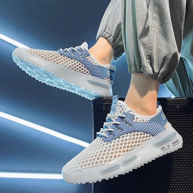 New Men's Running Shoes Light Sneakers Summer Breathable Mesh Elastic Outdoor Sports Fashion Casual Shoe