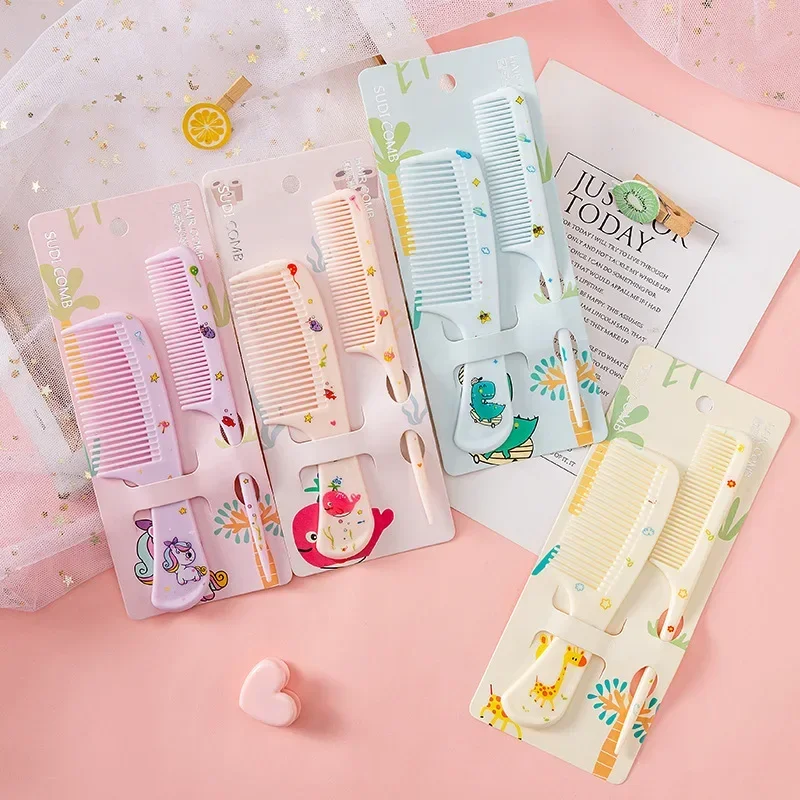 

2pcs /set Pointed Tail Hair Comb Anti-static Hair Brush Girls Cute Cartoon Animal Hairbrush Comb Kids Hairdressing Supplies Comb