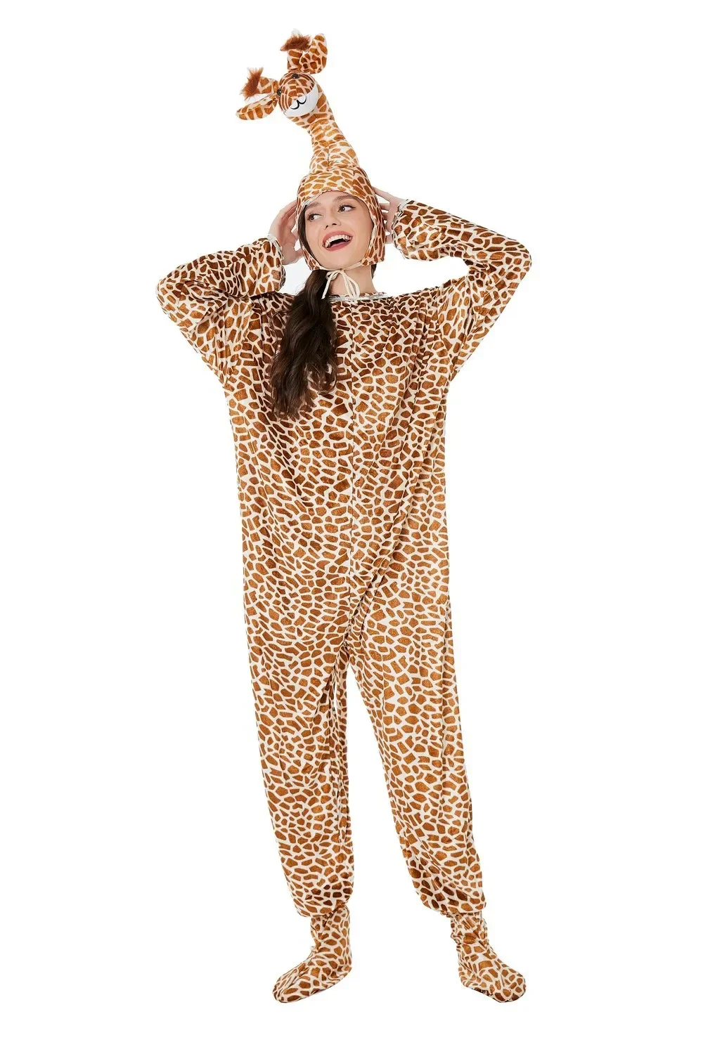 Взрослый косплей тигр корова панда жираф пижама сценический костюм