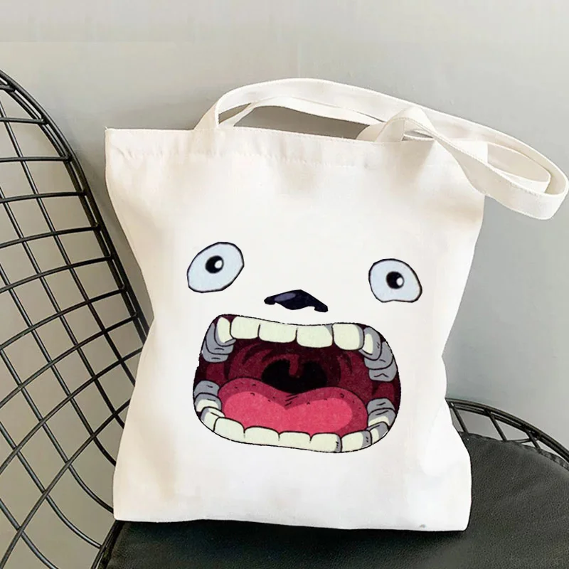 

Сумка для покупок Totoro, сумка-шоппер из хлопка, сумка из переработанного материала, сумка-мешок, сетчатая сумка с ремешком