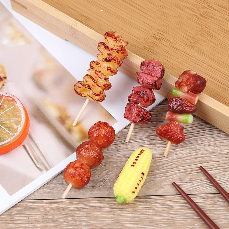 

1pc Mini Pretend Play Food Toy Simulation BBQ Miniature For Doll House Kitchen Decoration Crafts Toys For Children