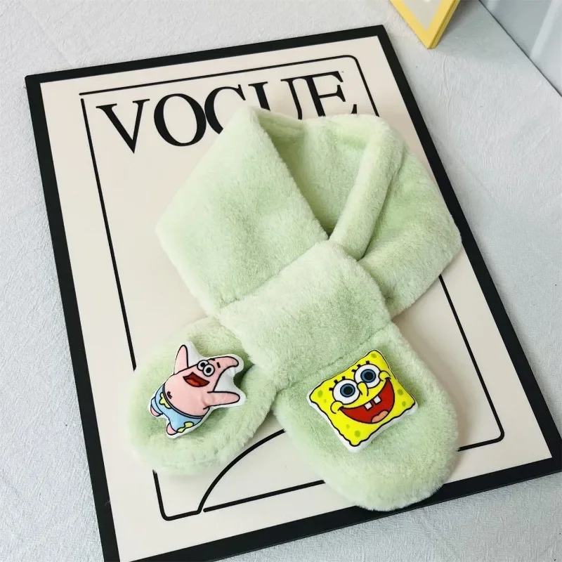 Шарф Губка Боб с героями мультфильмов для женщин и девочек утепленный зимний