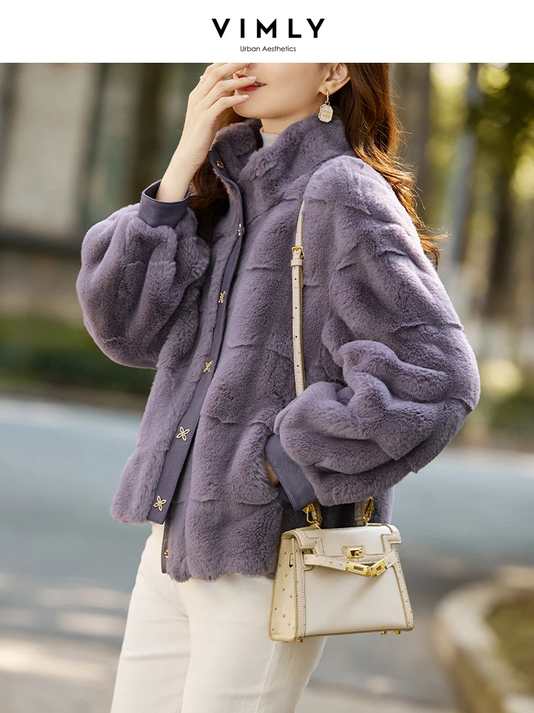 Vimly Luxury Faux Fur Coat Women Very Warm Jacket for Women 2022 Fashion Short Thick Loose Leather Coat Female Clothing 50326