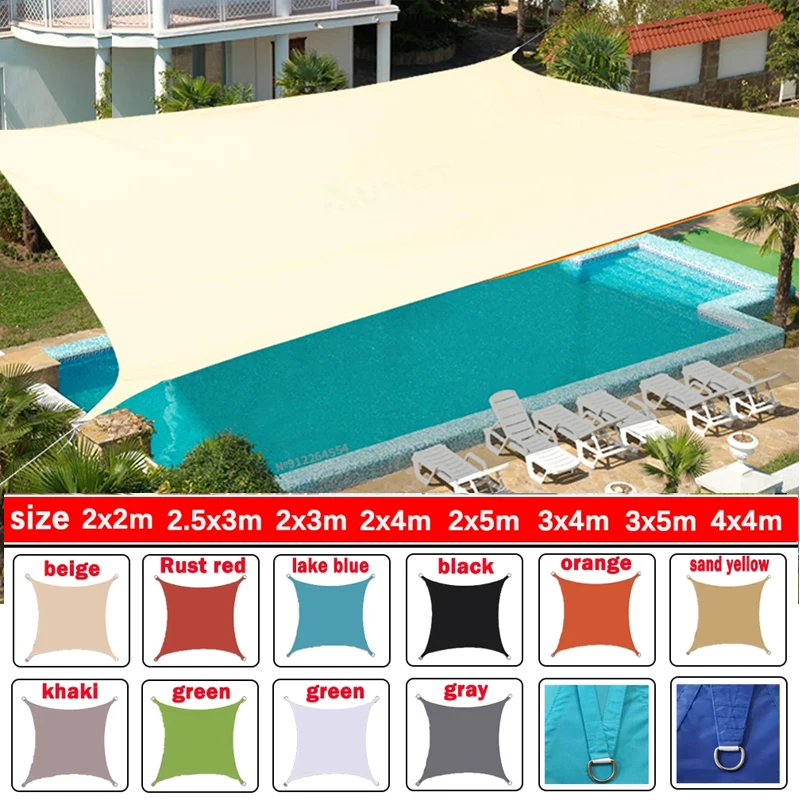 

Outdoor Waterproof Shade Sail Camping Hiking Tent Garden Patio Canopy Sun Shade Beach Car Swimming Pool Cloth Square Rectangular