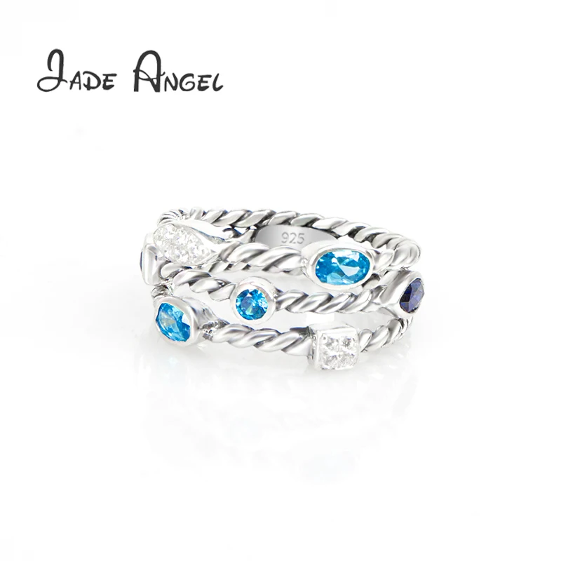 

Jade Angel Women's Original 925 Sterling Silver Rings 2022 Trend Black Onyx Confetti Three-Row Ring Design Luxury Party Jewelry