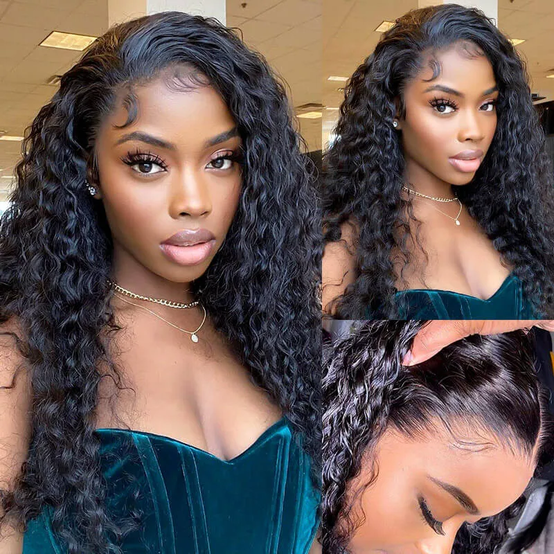 

Lace Frontal Wigs Water Wave Brazilian Human Hair Wigs 180% Density Wet and Wavy Lace Front Wig For Black Women 4X4 Closure Wigs