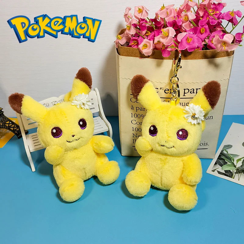 

12cm Anime Pokemon Pikachu Plush Toys Cartoon Stuffed Animal Plushies Doll Keychain Schoolbag Pendant Kids Adults Fans Gift