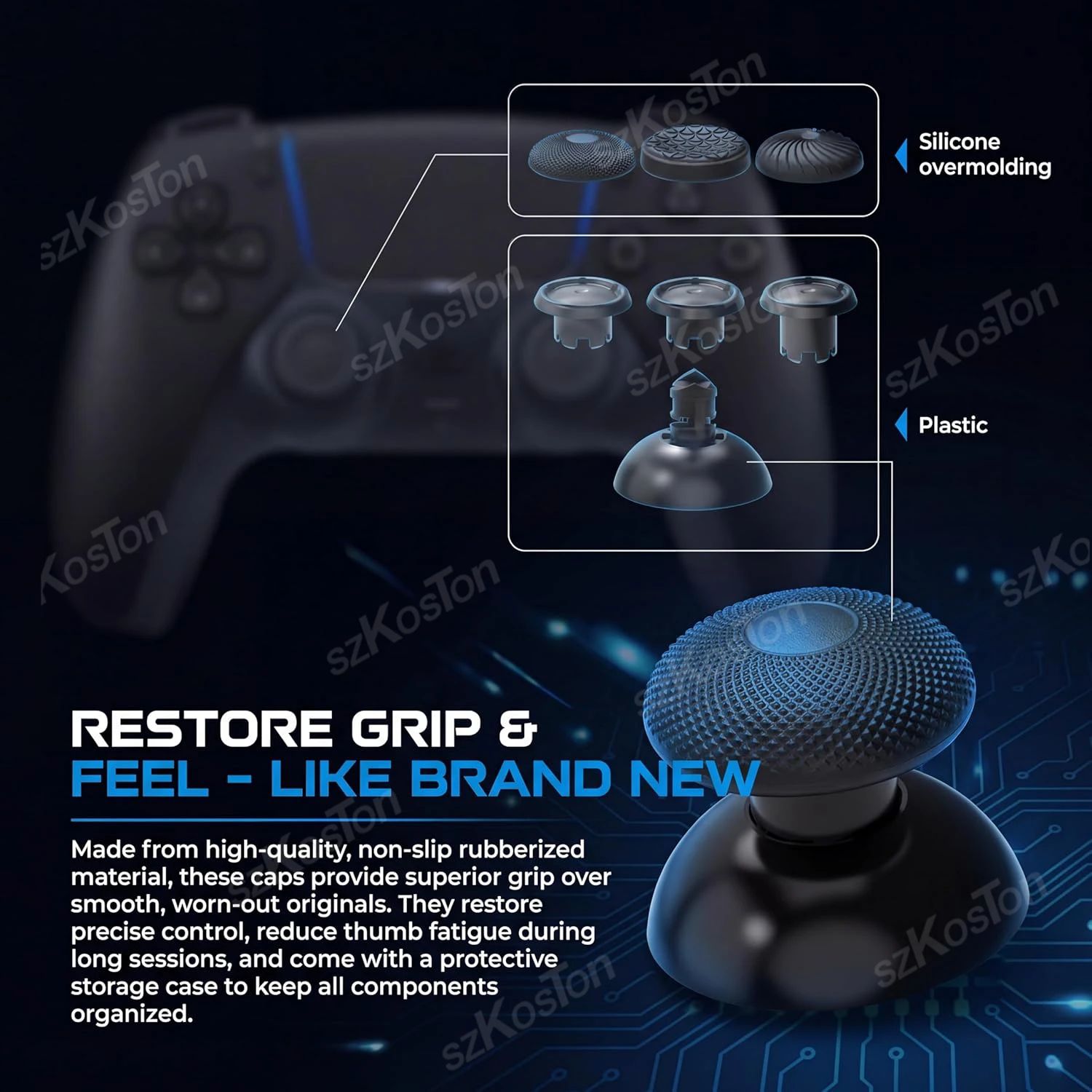 Фото Сменные накладки на стики для контроллеров PS5, PS4, Switch Pro, Xbox Series S/X, набор для ремонта аналоговых джойстиков и кнопок №4