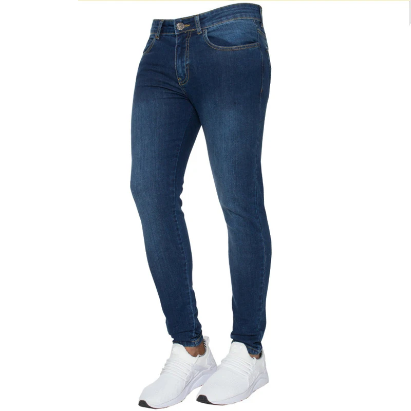 Skinny Jeans Men Pure Color Stretch Slim Denim Pants Male Fashion Elastic Cotton Pencil Pants Jeans Men Streetwear