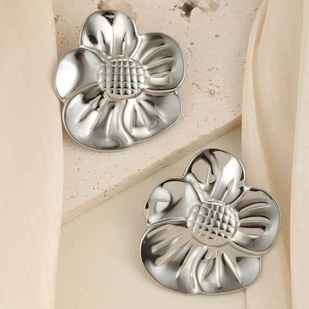 Преувеличенные женские серьги с цветочным галстуком-бабочкой из нержавеющей