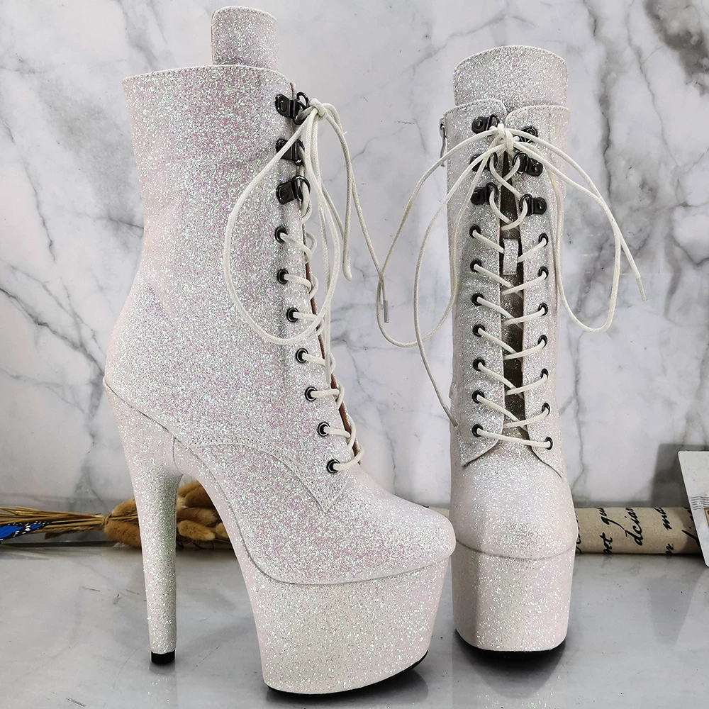 Leecabe 17CM/7inches Pole dancing shoes High Heel platform Boots Pole Dance boot