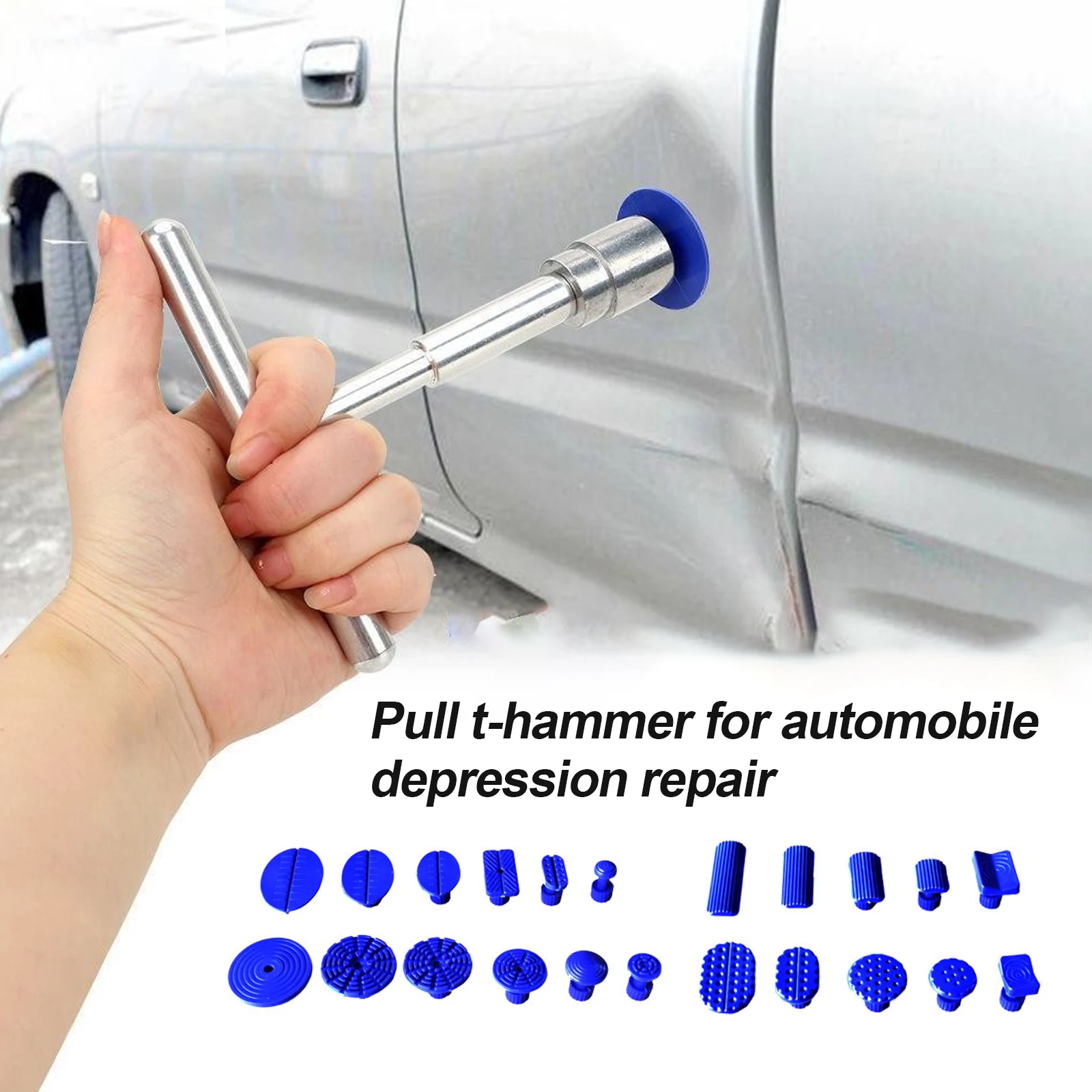 

Car Paintless Dent Repair Tools Puller Removal Kit Slide Hammer Reverse Hammer Tool Body Suction Cup / Adhesive Blue Glue Tabs