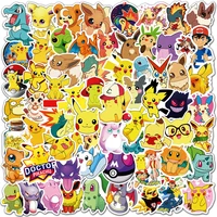 103050100pcs pokemon stickers kawaii pikachu decals diy skateboard bicycle guitar laptop kids waterproof cartoon sticker pack