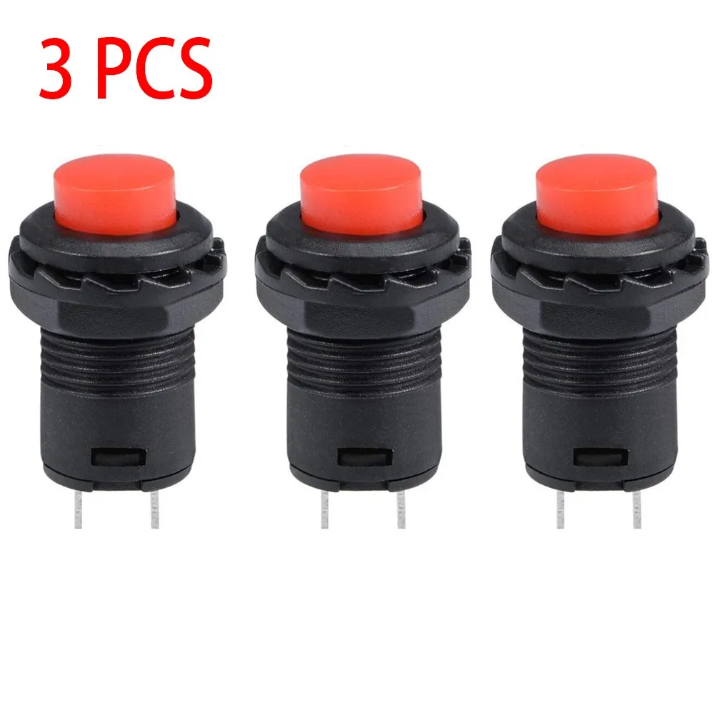 

3pcs Switch 2-pin Terminal Momentary Buttons OFF-(ON) Normally Open Contact Switch 12mm SPST Car Dash Boat 12v-250v