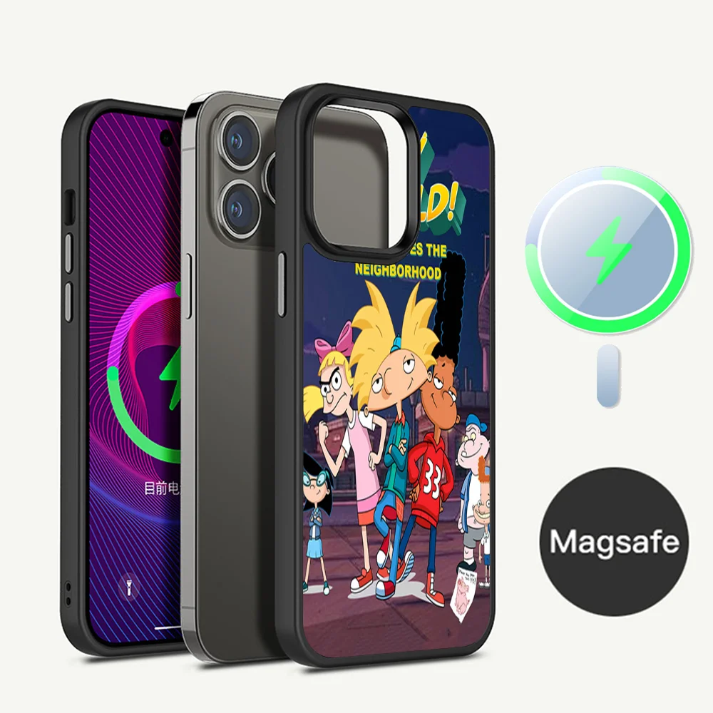 H-Hey A-Arnold H-Helga Cute Phone Case Magesafe Magnetic Wireless Charge For IPhone 16 11 12 13 14 15 Pro Max Plus Mini