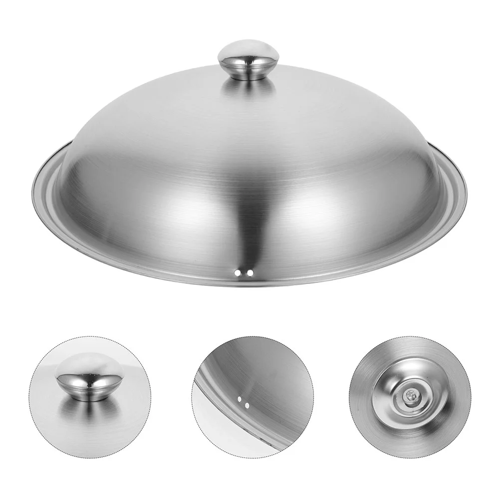 

Stainless Steel Pot Lid Griddle Accessories Metal Pans Frying Cover Wok Lids Handled