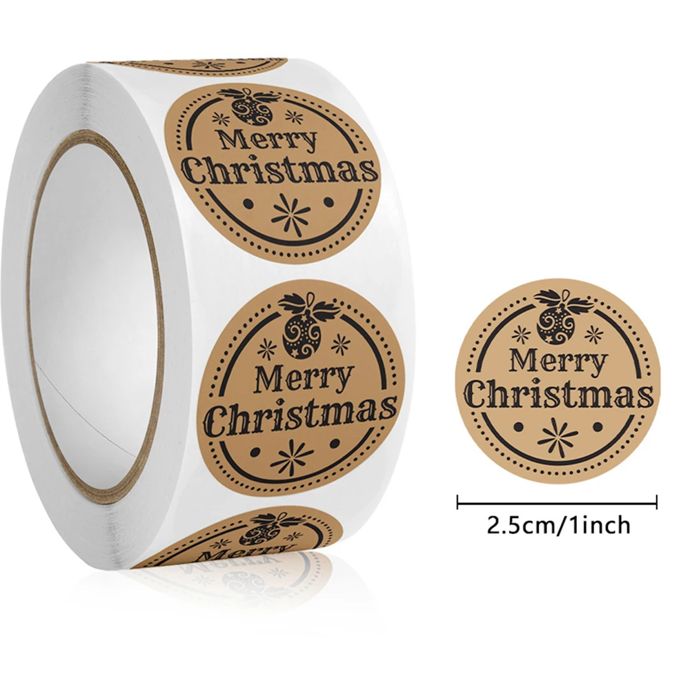 Новогодние наклейки из крафт-бумаги