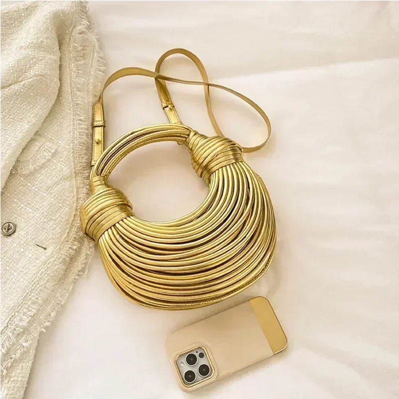 Женский клатч Line Bundle Золотая сумочка Серебряная сумка через плечо Роскошная с