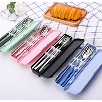 304 tableware set flatware stainless steel portable cutlery sets camping travel set case knife fork spoon kitchen accessories